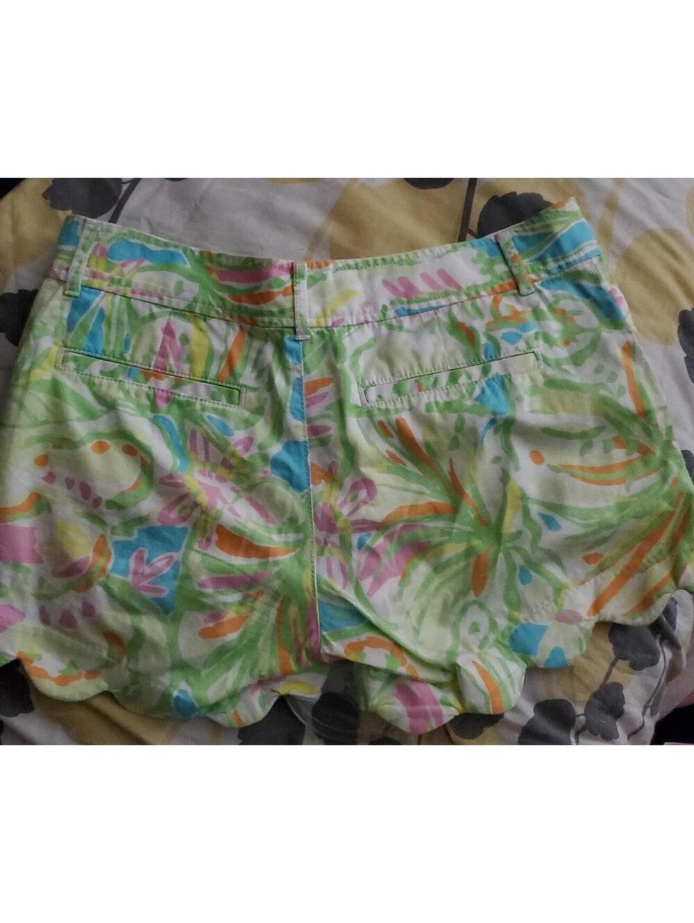 Lilly Pulitzer neon Buttercup scalloped shorts in multi color sz 0